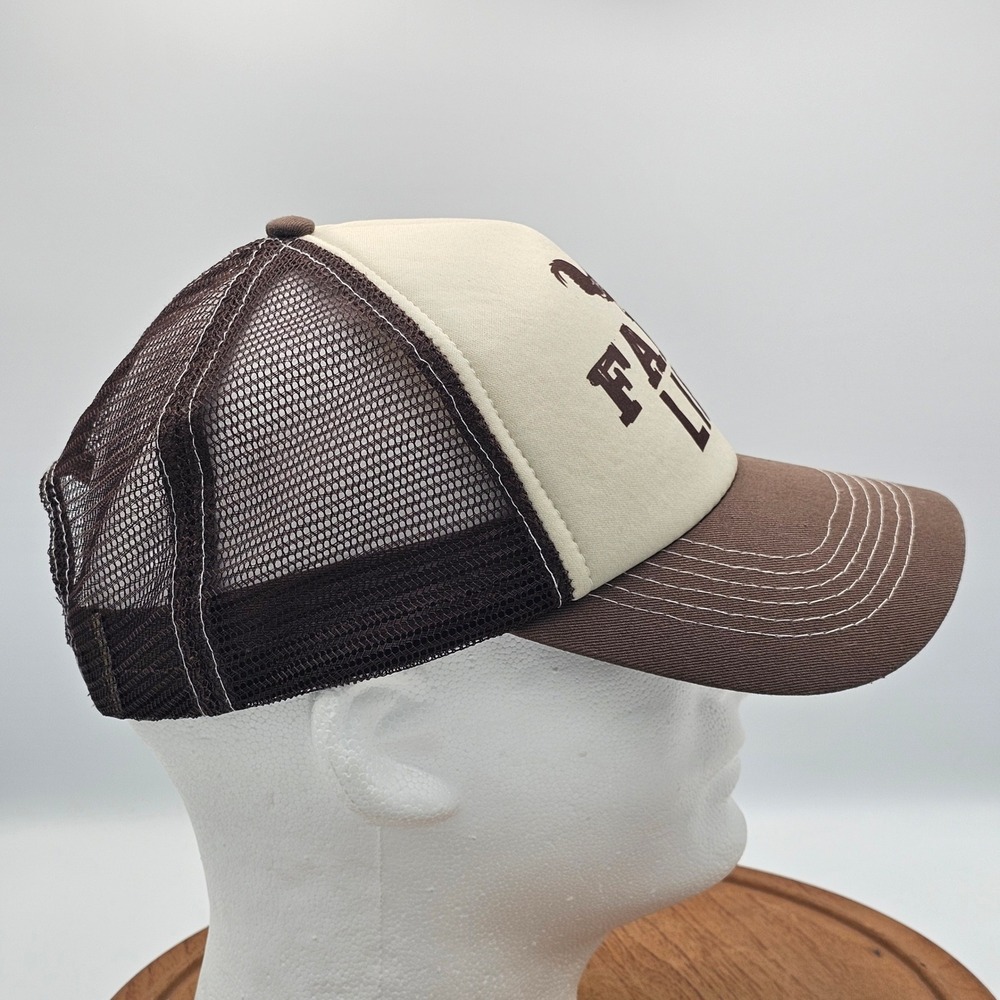 Lincoln‎ Outfitters Farm Life Rooster Trucker Hat Brown Cream Snapback Cap Mesh - Picture 4 of 9